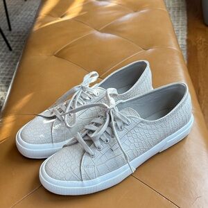 Superga Off-White Croc Sneakers